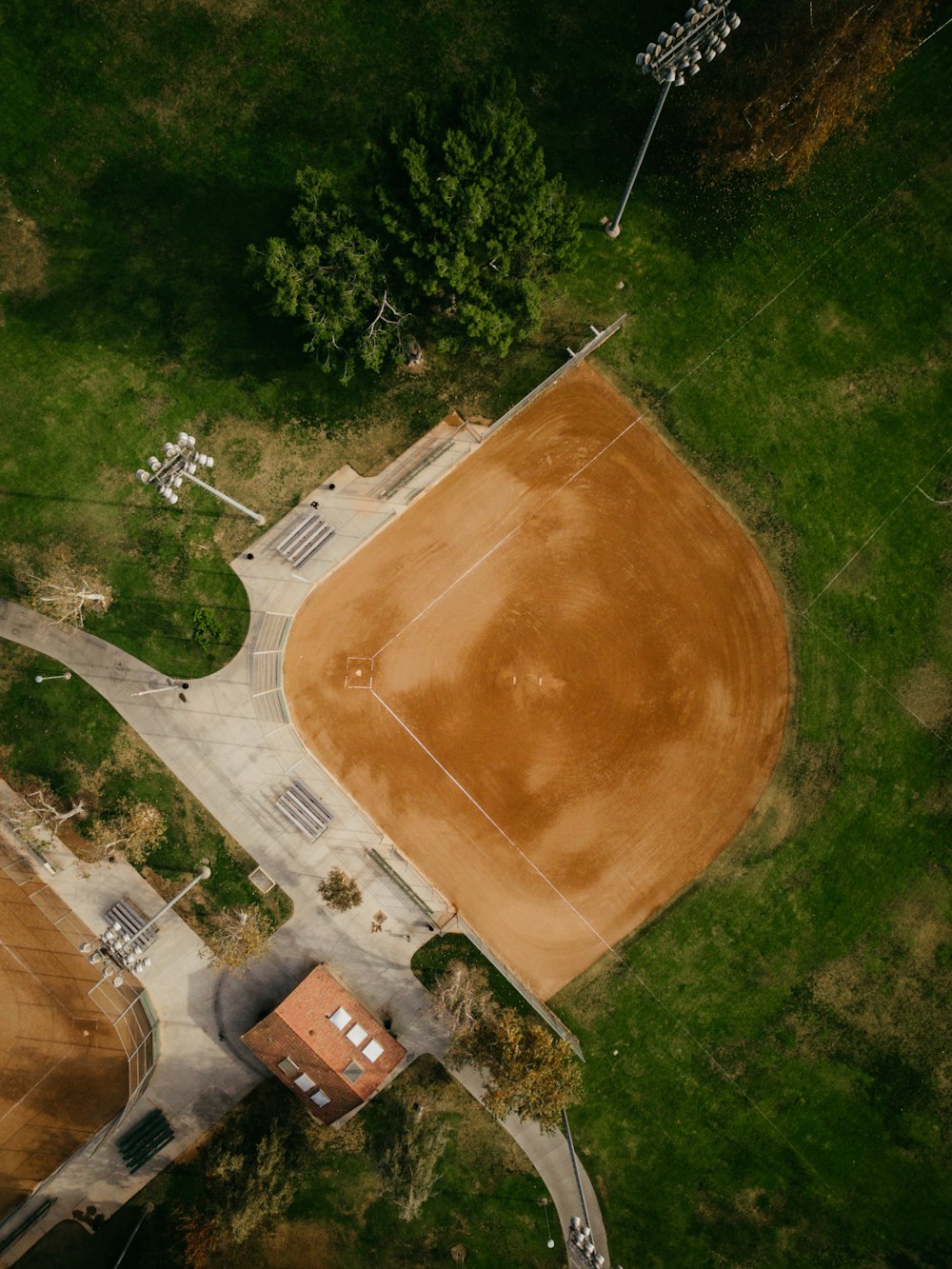 aerial photography of brown field