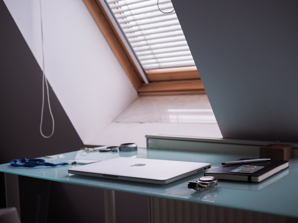 Minimalist workspace with eyeglass cleaning tools and accessories.
