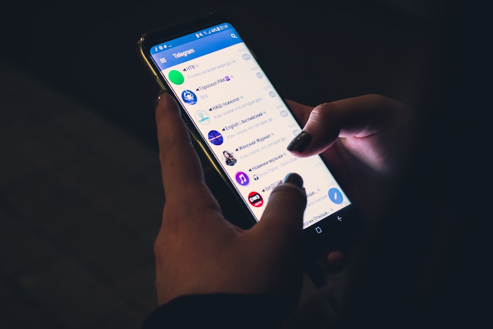 person using telegram app