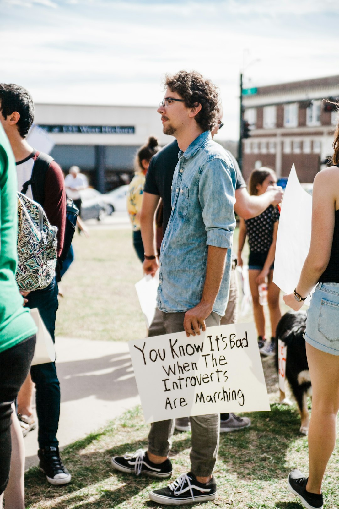 An attendee of the March for Our Lives rally in Denton, Texas, representing fellow introverts.