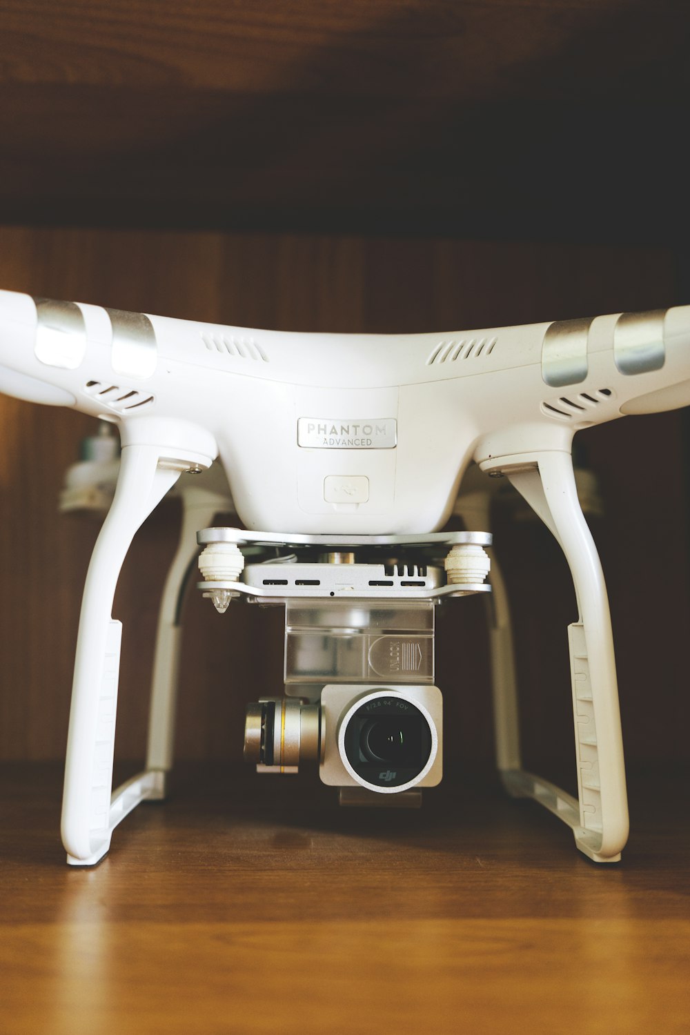 shallow focus white camera drone