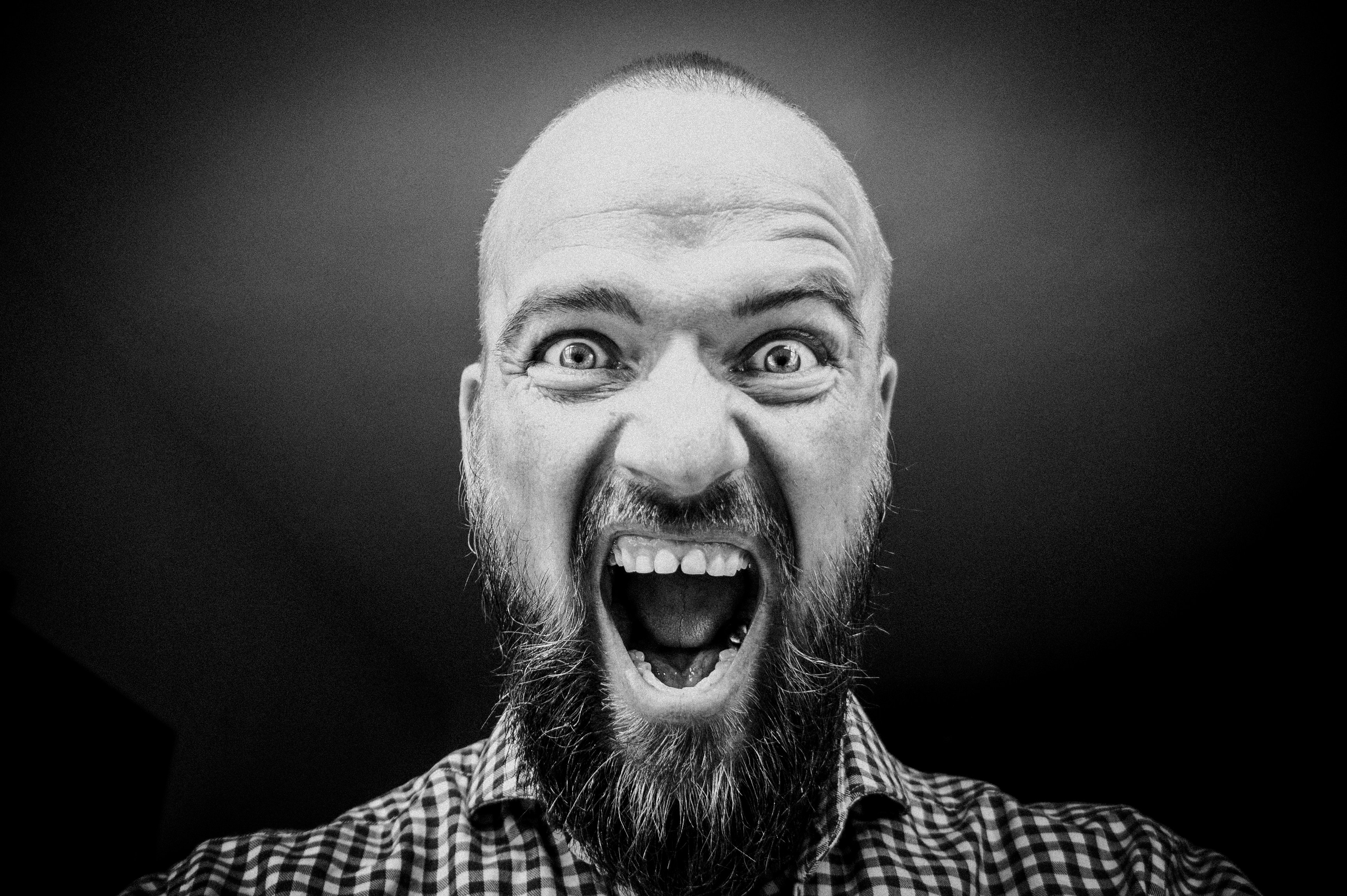 great photo recipe,how to photograph raw emotions; grayscale photography of man opening his mouth