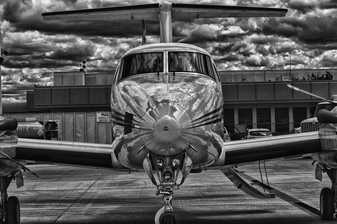 grayscale photo of airplane photo,