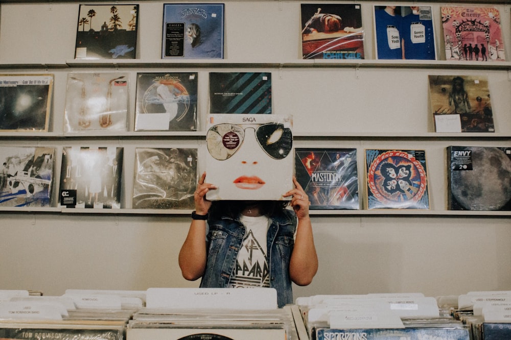 person covering face with vinyl sleeve