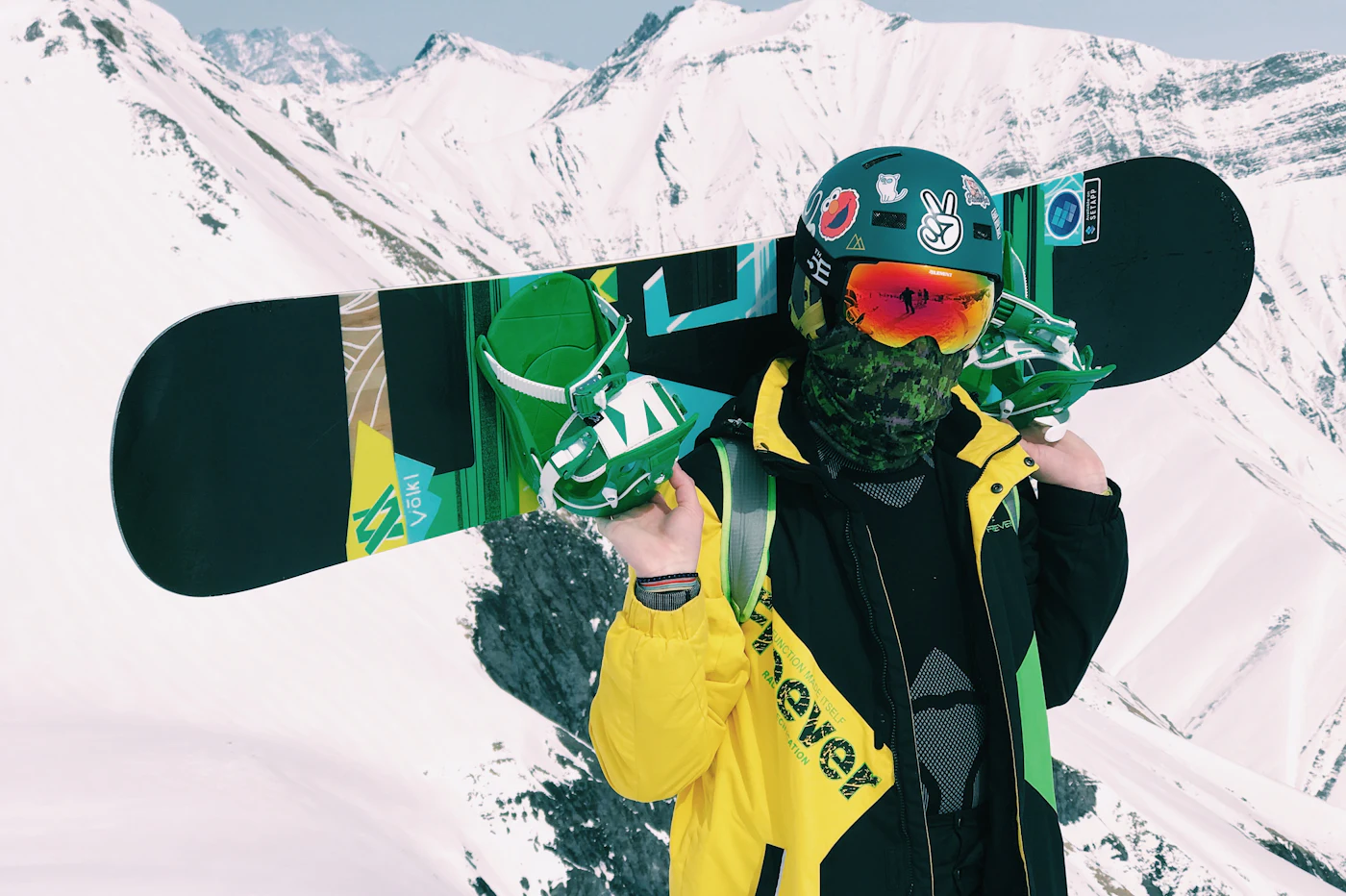 Wide glacier snowfield used for summer snowboard training