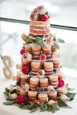 multi-tier floral mousse cake