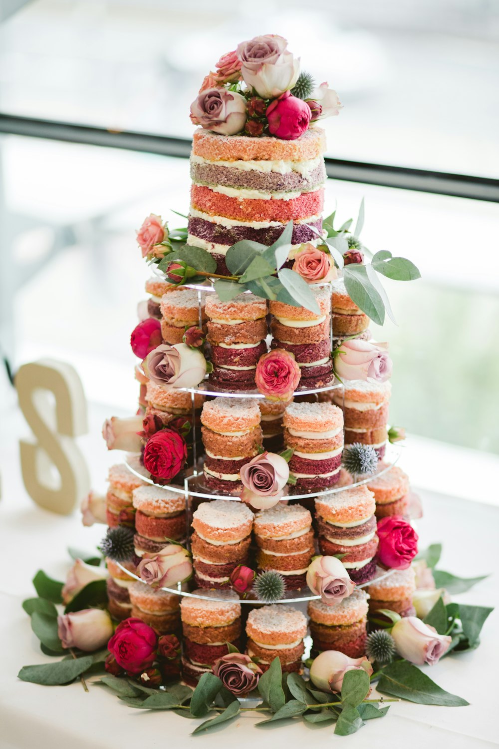 multi-tier floral mousse cake