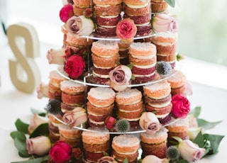 multi-tier floral mousse cake