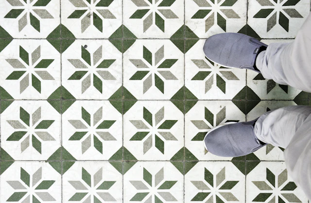 Patterned tile floor detail