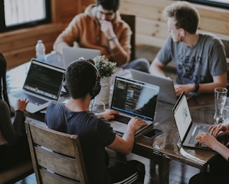 group of people using laptop computer