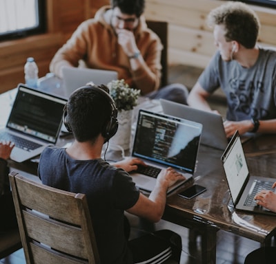 group of people using laptop computer