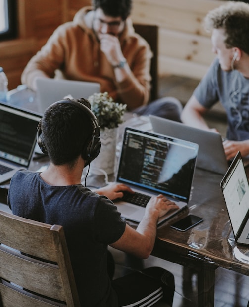 group of people using laptop computer