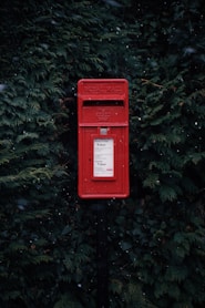 red steel Royal Mail mailbox