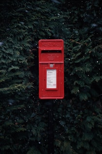 red steel Royal Mail mailbox