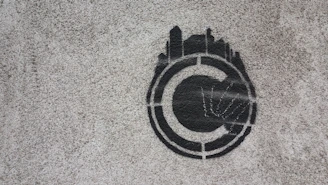 Close-up of a copyright symbol stamped on a photograph.