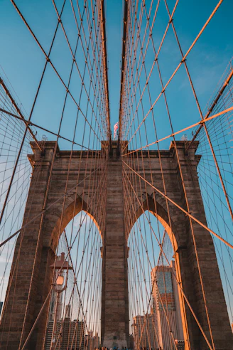 low angle photo of Brooklyn Bridge