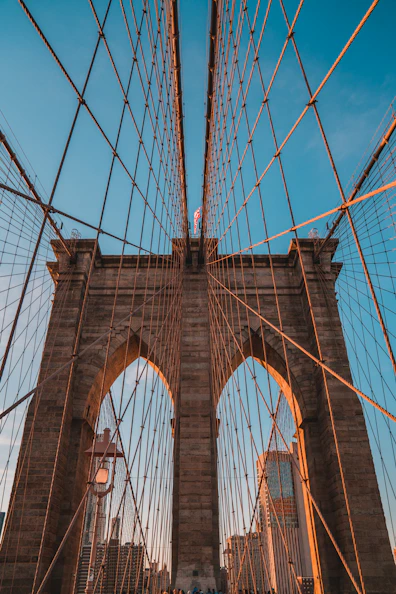 low angle photo of Brooklyn Bridge