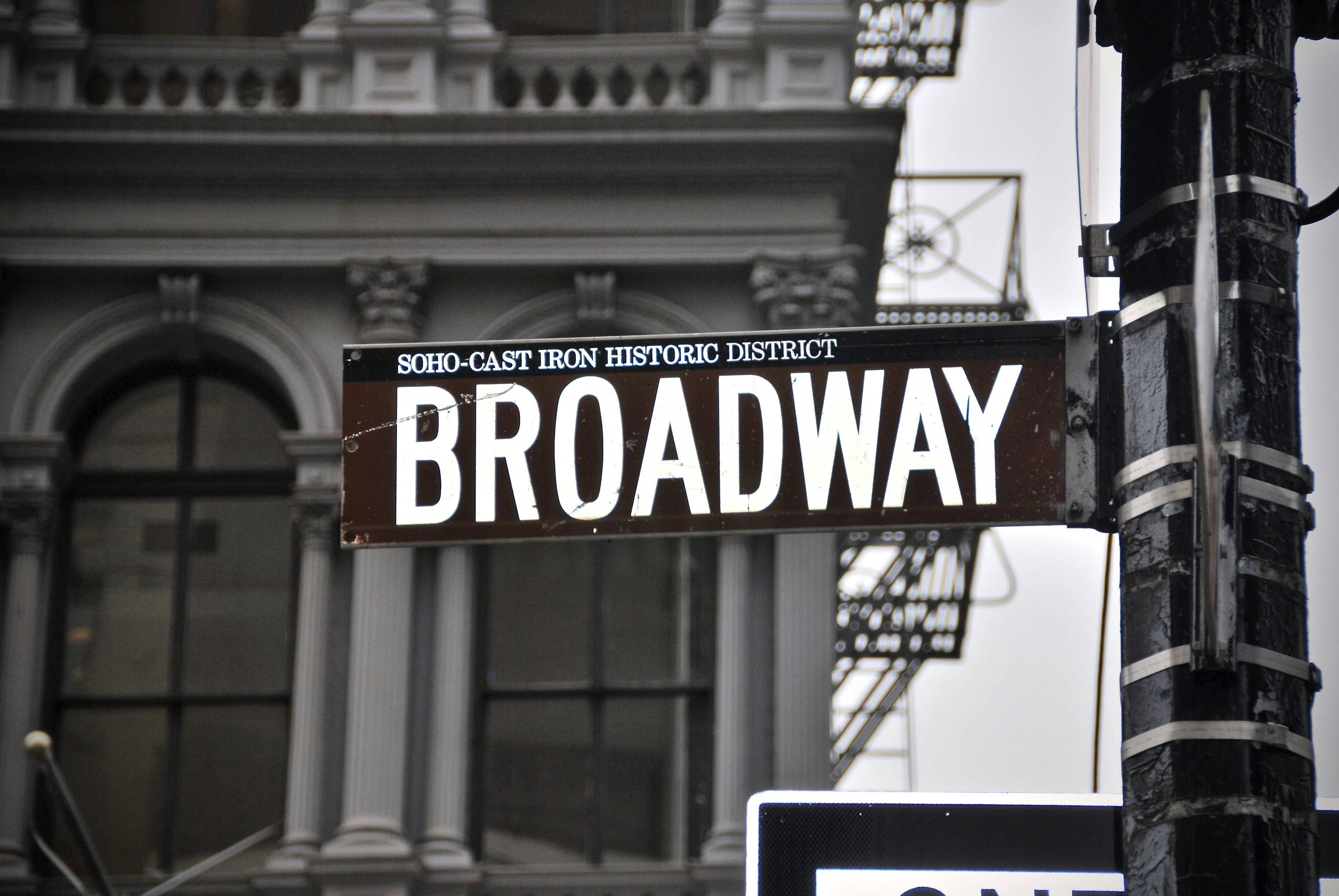 un cartello stradale a Broadway, una delle principali attrazioni di new york
