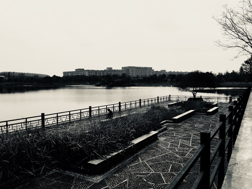 black steel rail near body of water during daytime