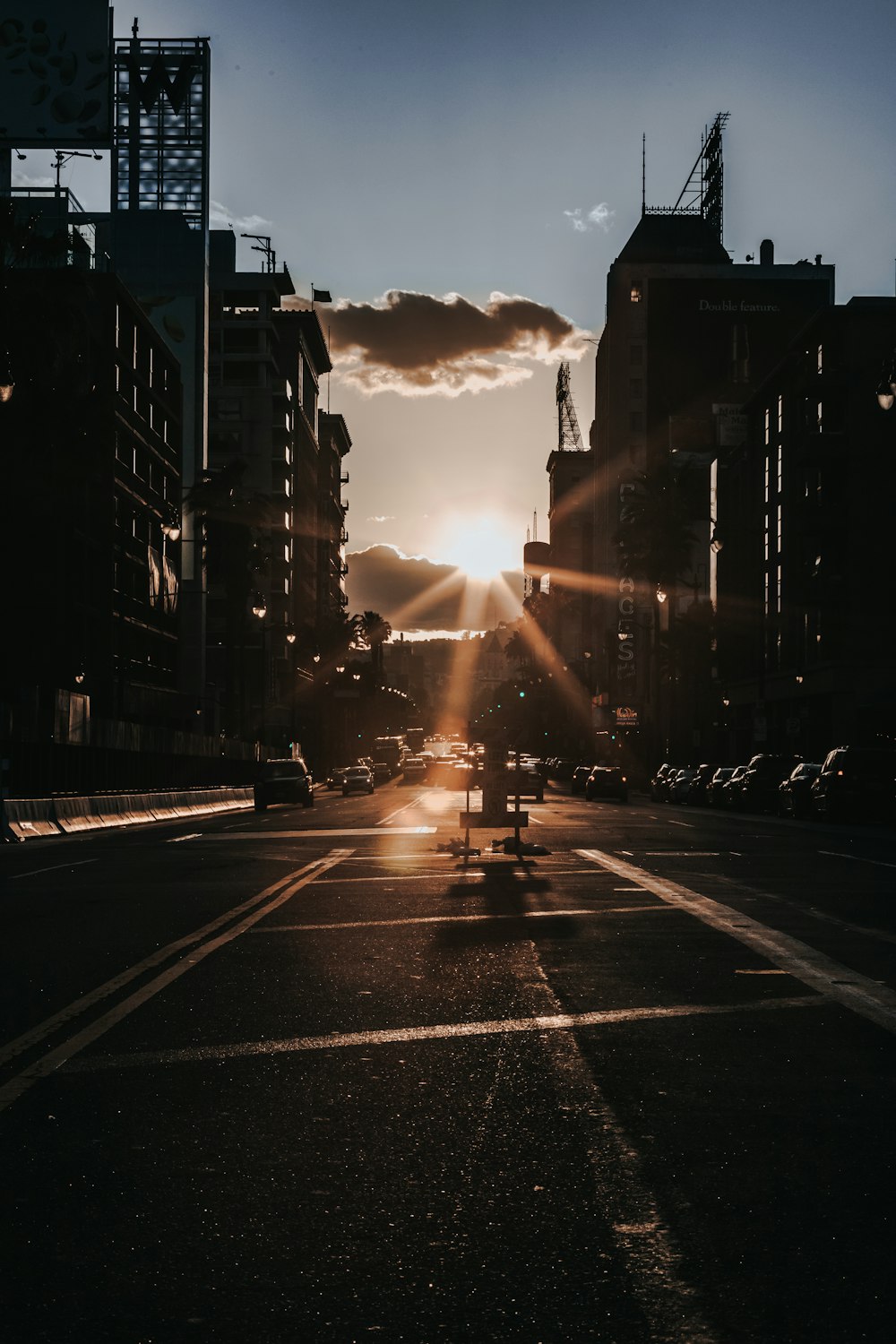 photo of buildings in sunset