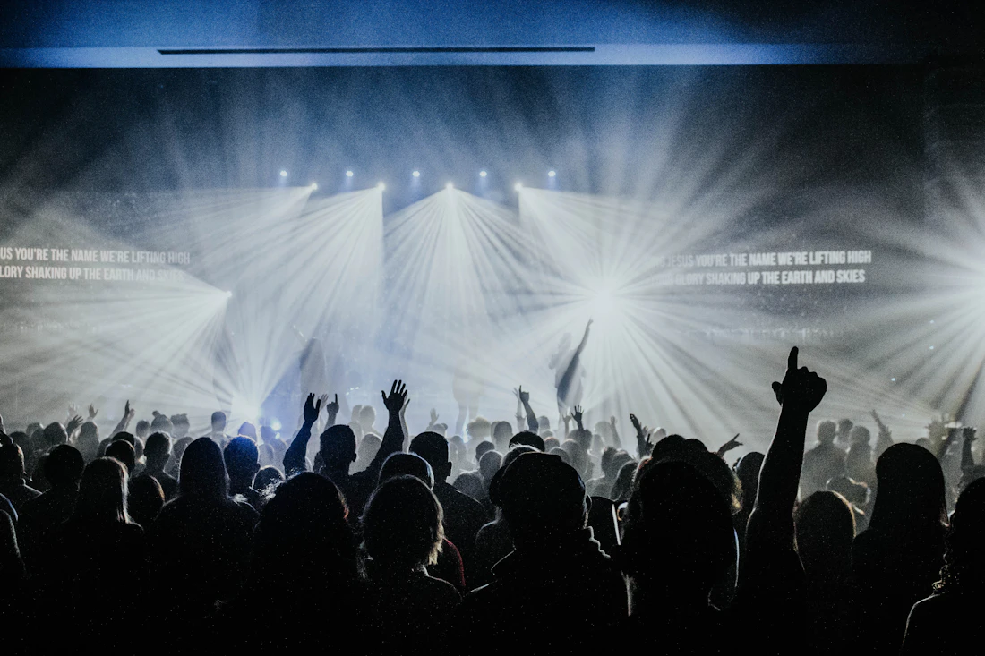 Congregation gathered at a Victory Harvest Church service