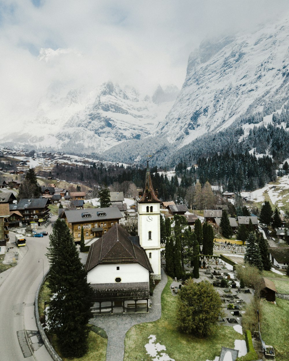 aerial view of village