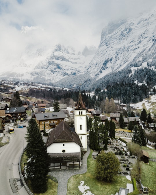 aerial view of village in Grindelwald Switzerland