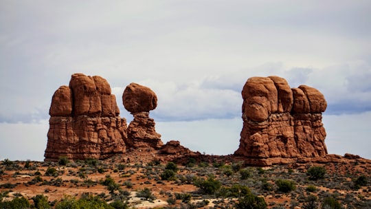 brown rock formation in Arches National Park United States