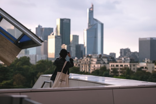 person on terrace in Louis Vuitton Foundation France