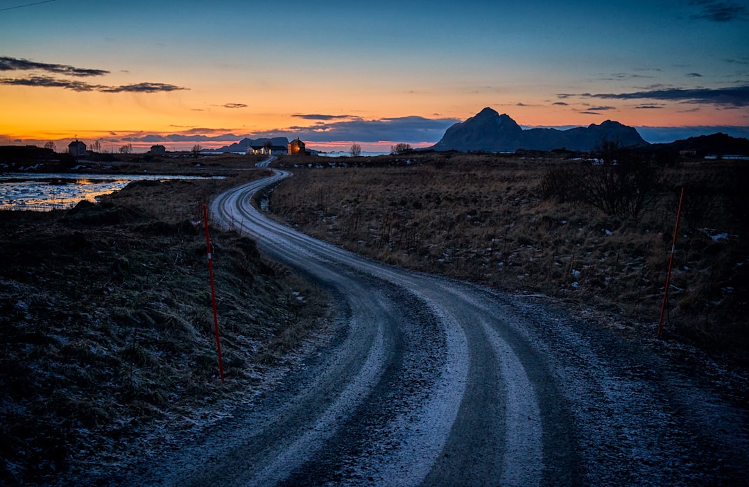 landscape of road beside ocean