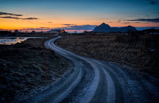 landscape of road beside ocean in Bø i Vesterålen Norway