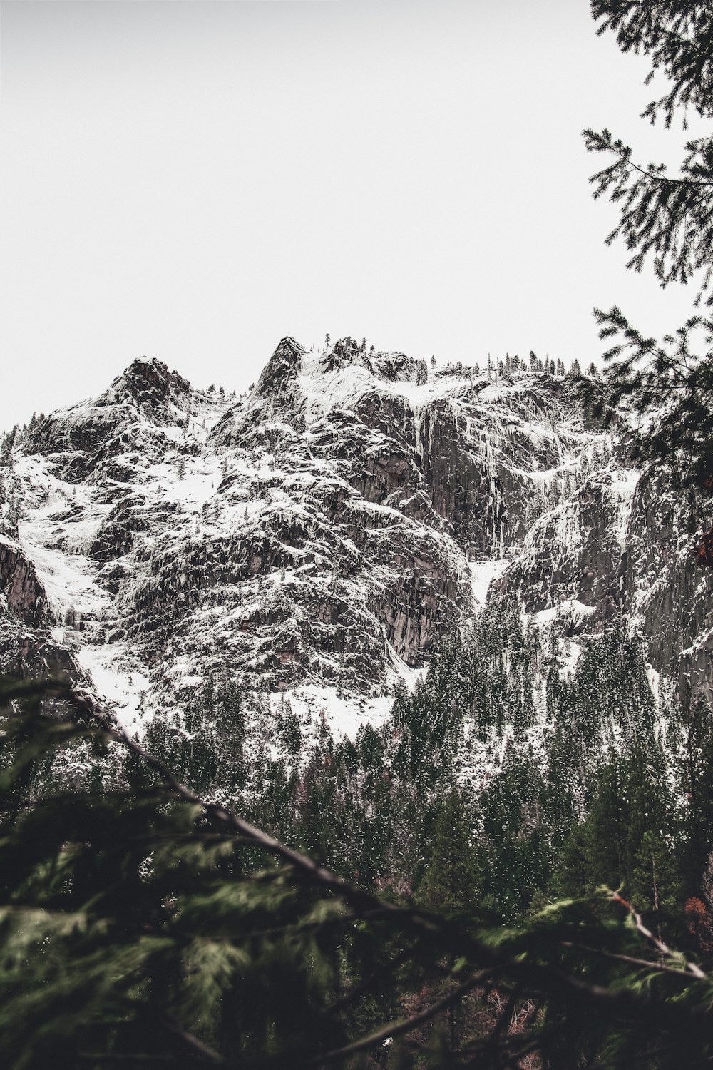 mountain covered with snow during daytime