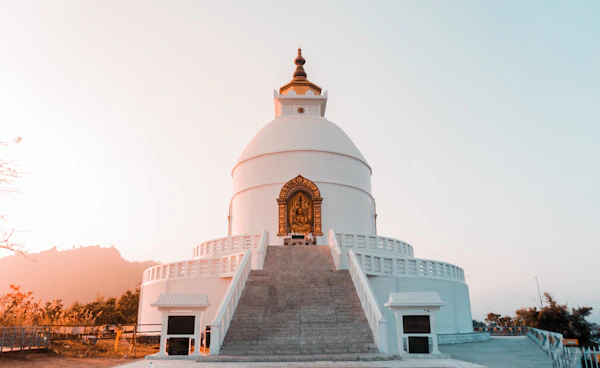 World Peace Pagoda hillside Pokhara lake view