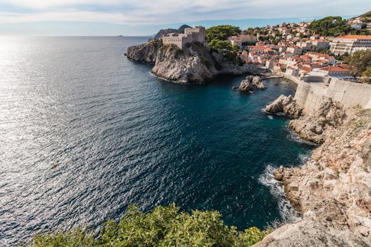 aerial view of town near body of water in Muralles de Dubrovnik Croatia
