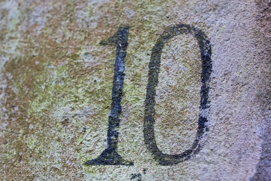 the number 10 wirtten on a wall, I think. 
