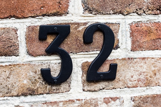 black number 32 signage
