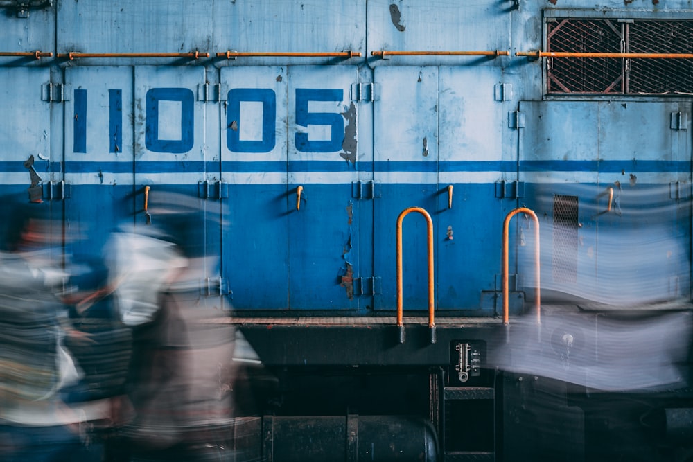 blue and white train