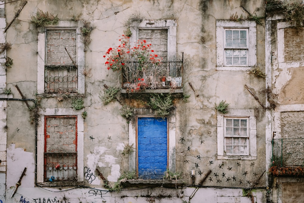 Pared pintada de gris y azul