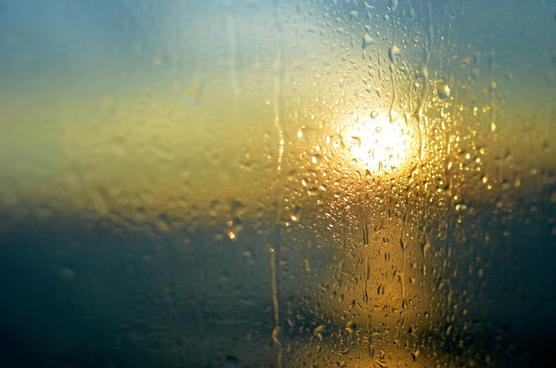 water dews on window