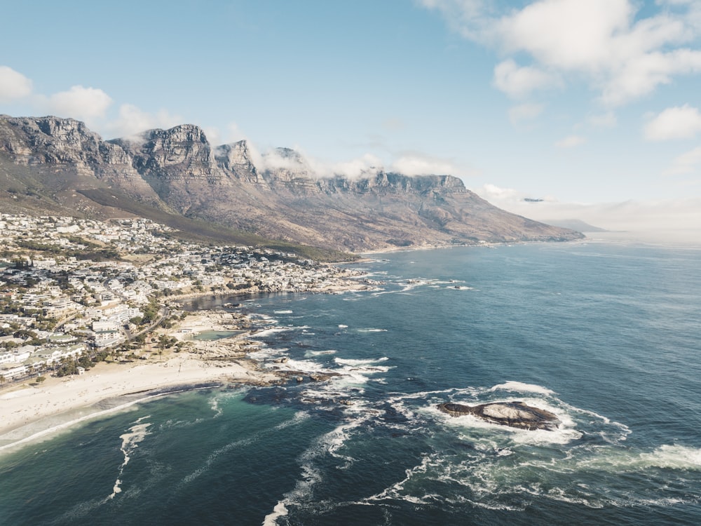 aerial view photography of seashore