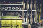 Fire-fighting equipment arranged in a well-lit industrial setting.