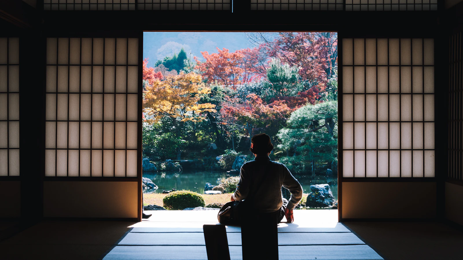男性のシルエットが屋外に立っている画像