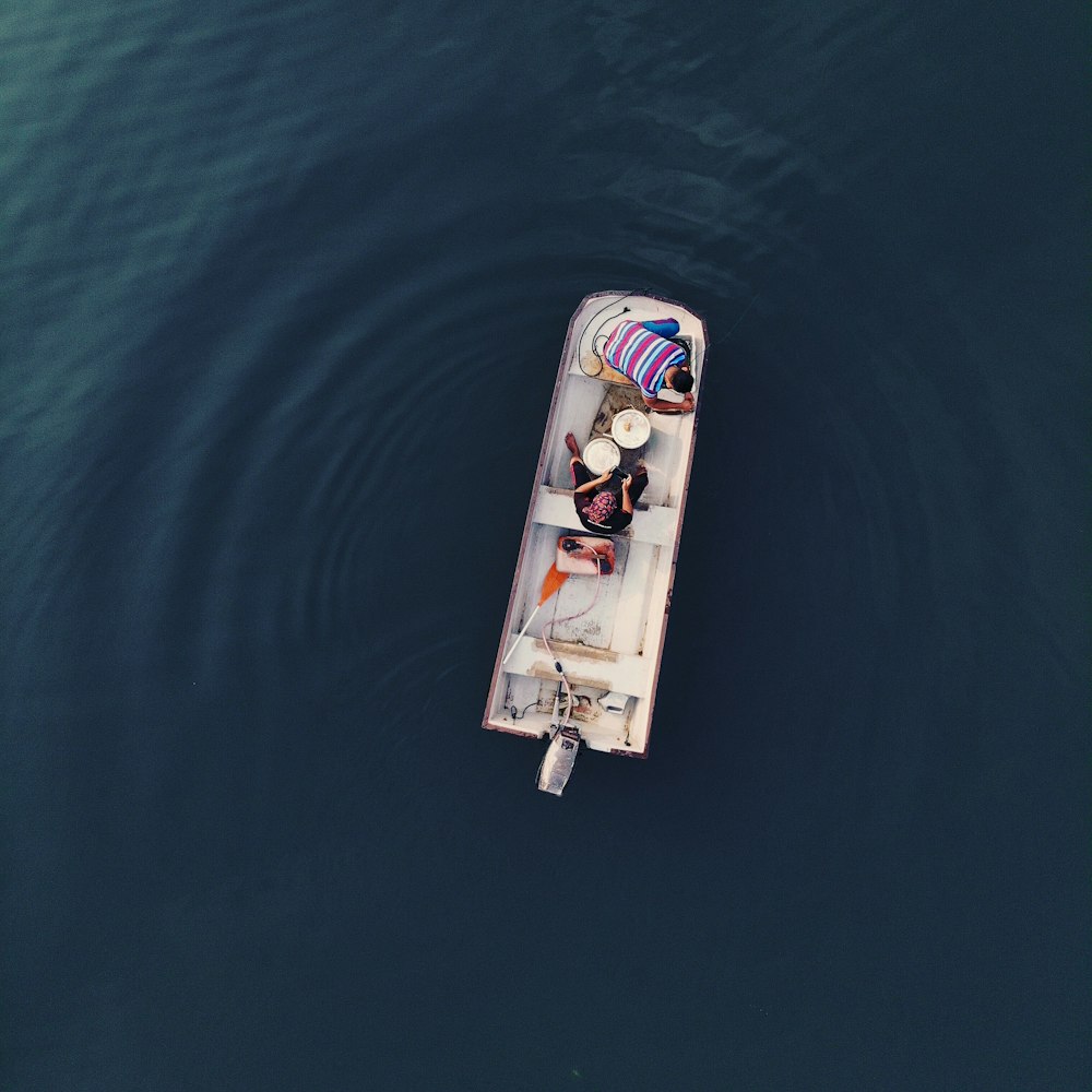 aerial photography of people on motorboat