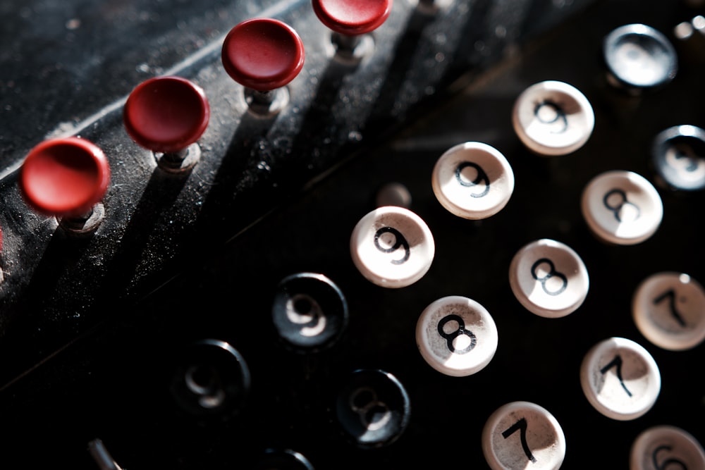 black and white typewriter buttons