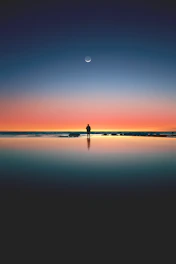 silhouette of man standing on seashore