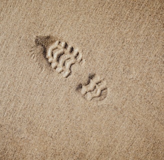 selective focus photography of foot print
