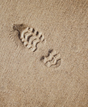 selective focus photography of foot print