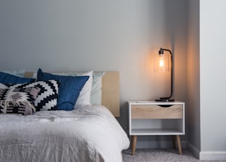 black table lamp on nightstand