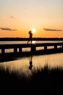person running on dock