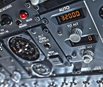 a close up of a control panel in a plane